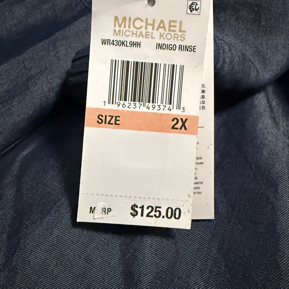 NWT - MICHAEL Michael Kors Indigo Blue High Rise Wide Leg Pull-On Cargo Pant 2X - Picture 10 of 12